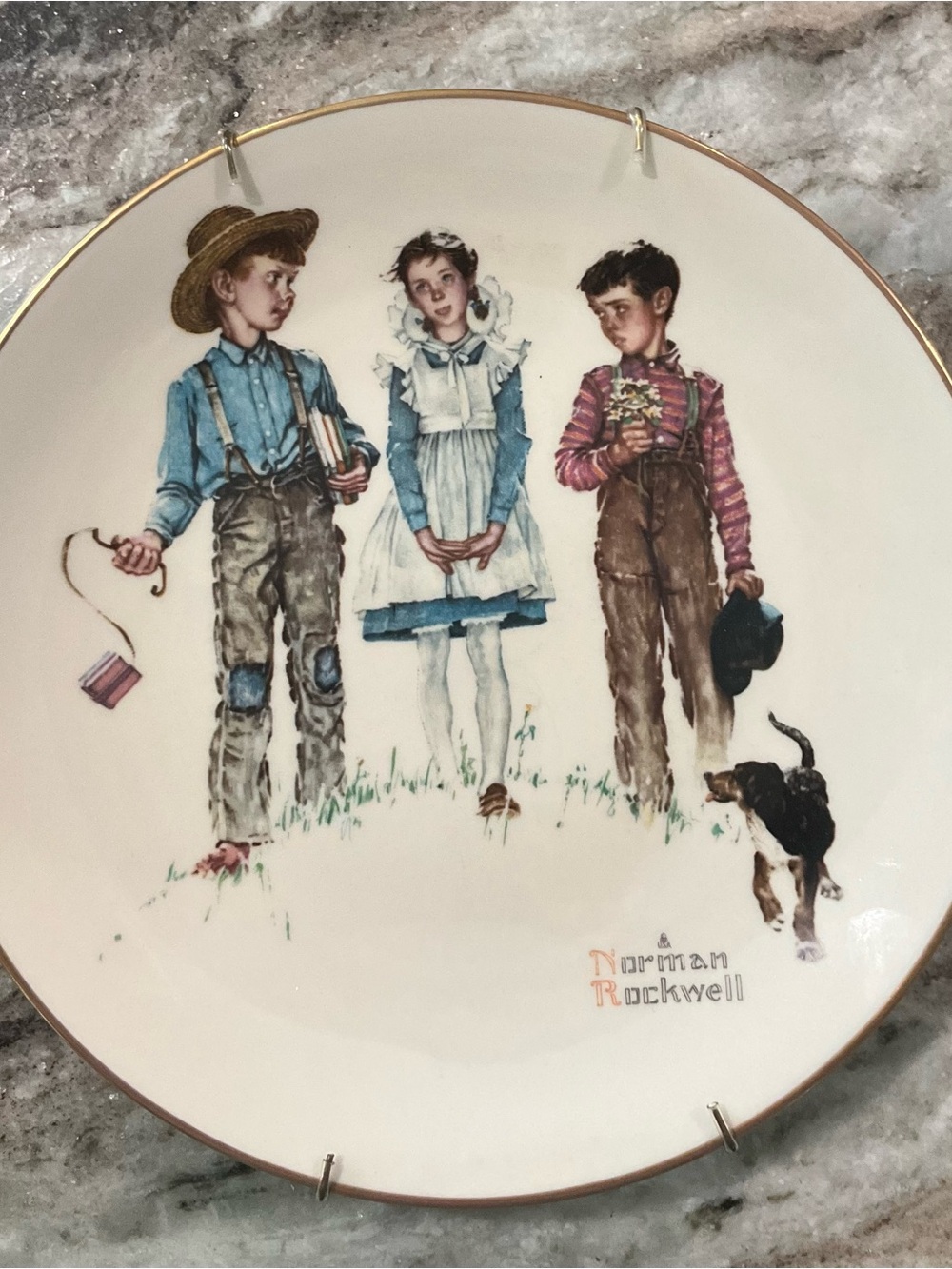 Gorham White and Gold Decorative Wall Plate (Back View)